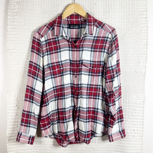 THE KOOPLES SPORT red and white plaid button down top S - Picture 1 of 6